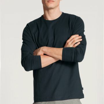Calida Heren Remix Basic Sleep shirt met lange mouwen 15081 dark sapphire