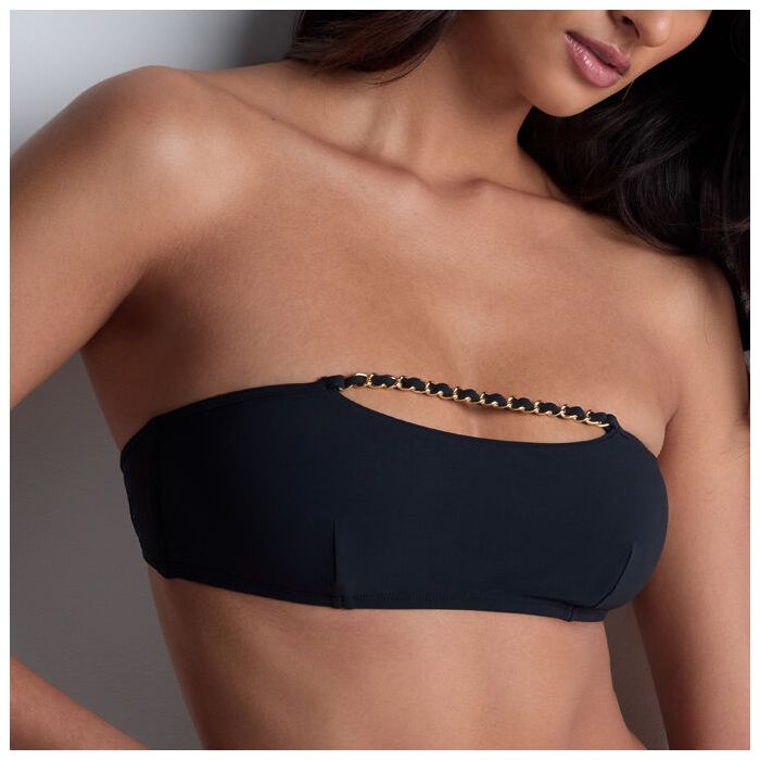 【Aubade】新作トップ★バンドゥタイプ★Sparkling Treasure Sparkling Treasure Black Bandeau bikini top | Aubade