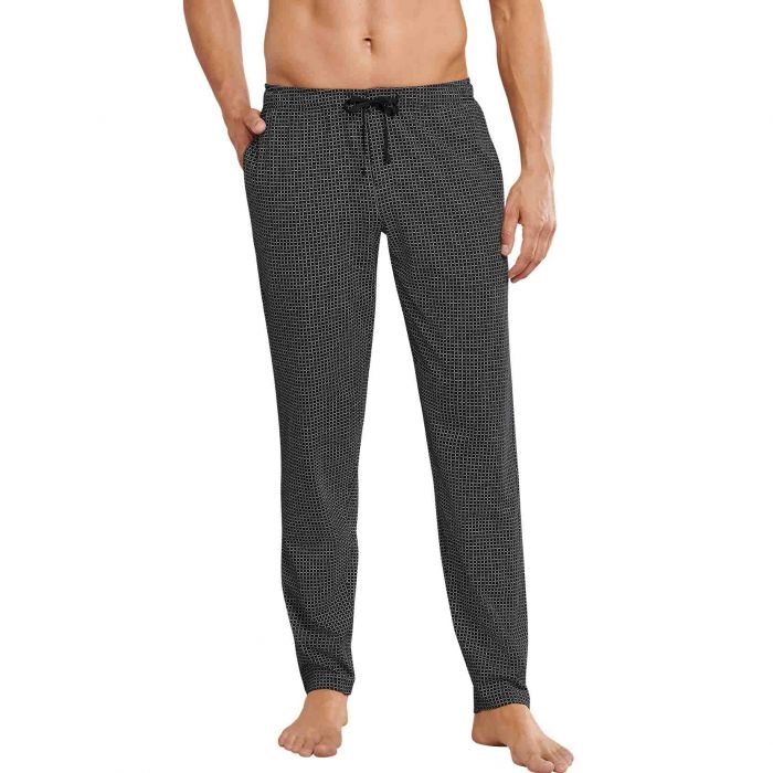 SCHIESSER Mix Relax lounge broek, lange pijpen zonder boord, dun, zwart
